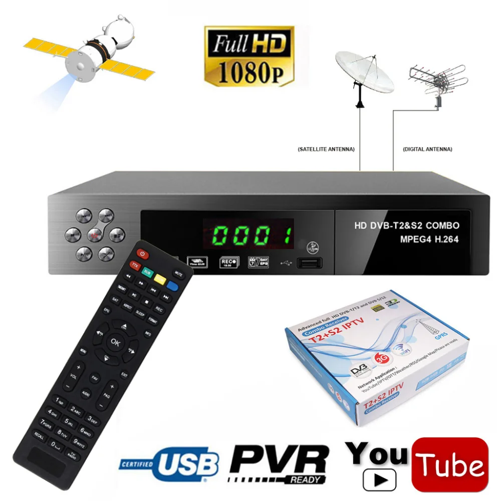 DVB S2 Satellite DVB T2 Terrestrial Combo Decoder Wifi