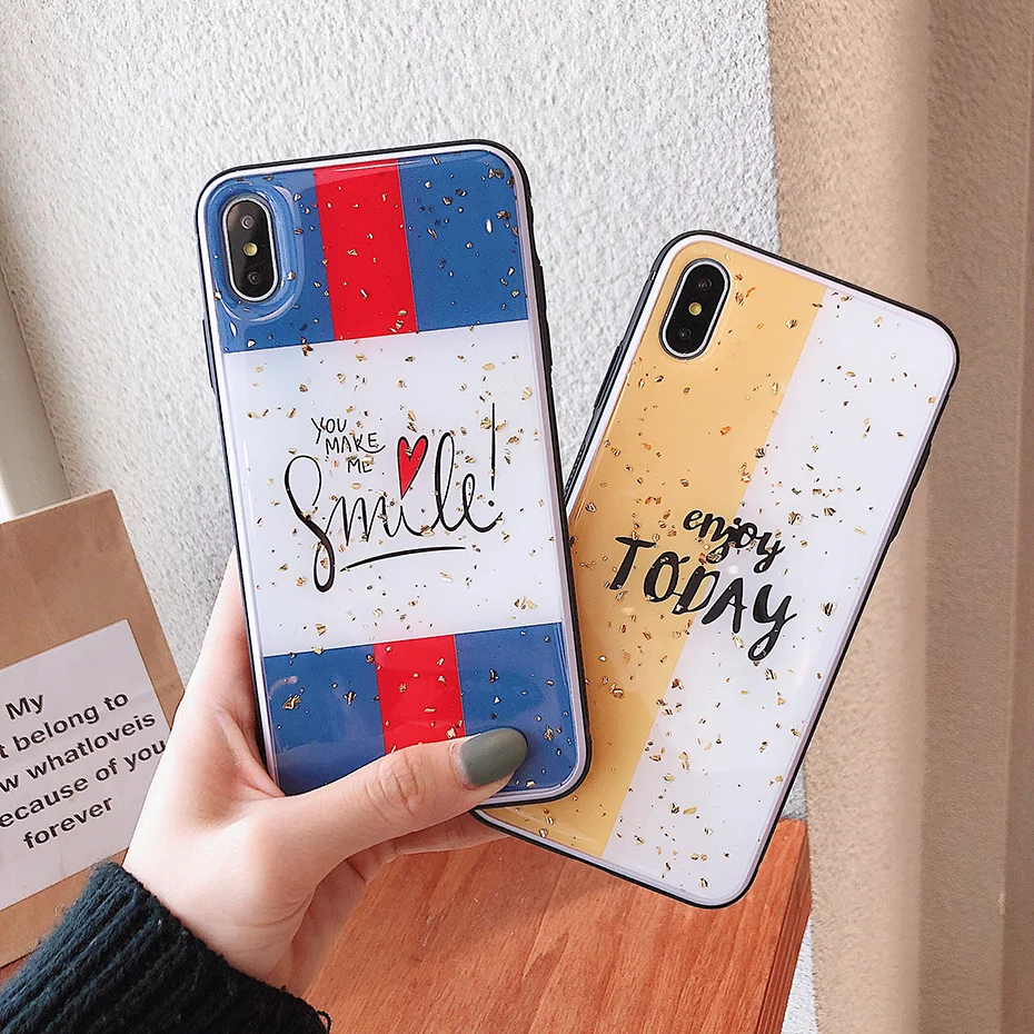 

Beily Contrast Color Case for iPhone 7 8 6S 6 Plus Stripe Phone Case for iPhone XS Max XR X IG INS Fashion Silicone Glitter Case
