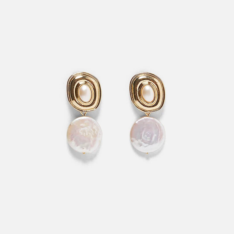 

2019 Za New Jewelry Imitation Pearl Earring Baroque Geometric irregular Simulated Pearl Drop Earrings for Women