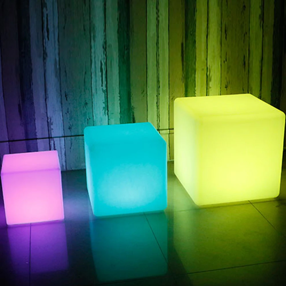 

LED luminous cube15CM 16 Colors Outdoor IP68 luminous furniture creative bar stool remote control colorful charging side stool