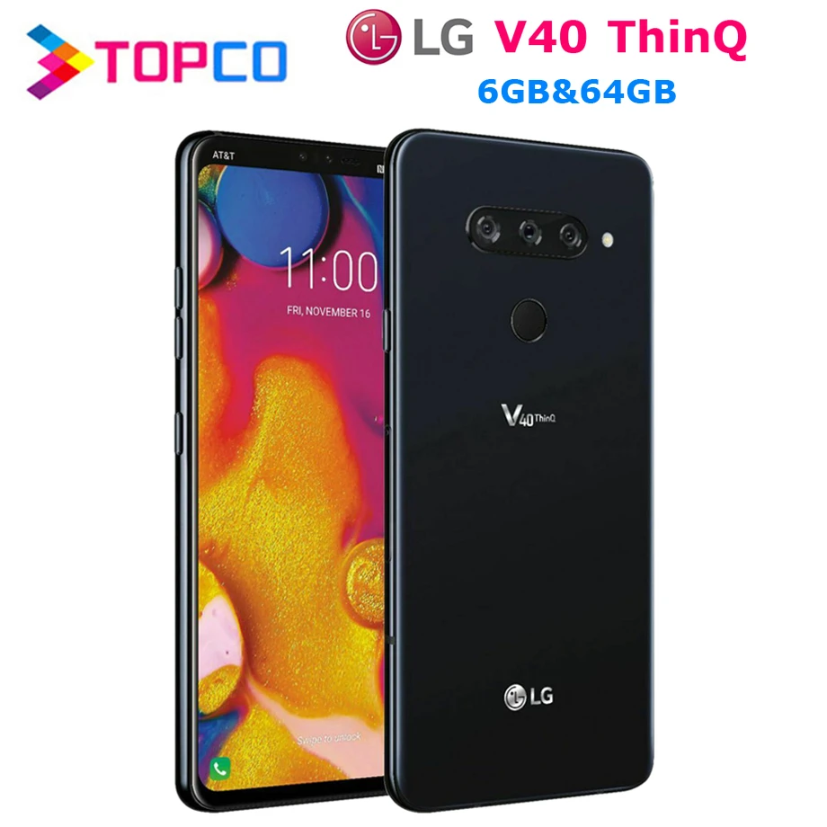 

LG V40 ThinQ V405UA Original Unlocked LTE NFC Android Mobile Phone Snapdragon 845 Octa Core 6.4" 16MP 6GB&64GB Fingerprint NFC