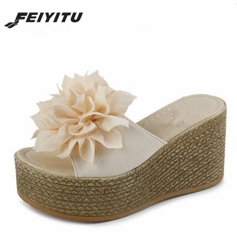 

FeiYiTu Women Summer Fashion Leisure Shoes Women Platform Wedges Fish Mouth Sandals Thick Bottom Slipper