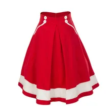 Summer Elegant Gothic Sweet Red Vintage Women Midi Skirts High Waist Pleated Zipper Button Retro Female Fashion Chic Skirts Summer Elegant Gothic Sweet Red Vintage Women Midi Skirts High Waist Pleated Zipper Button Retro Female Fashion Chic Skirts