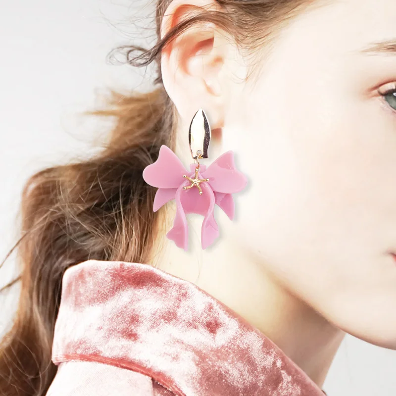GuanLong Trendy New Fashion Drop Flower Resin Earrings for Women Big Long Metal Dangling Acrylic Earring Elegant Gifts Jewelry (4)