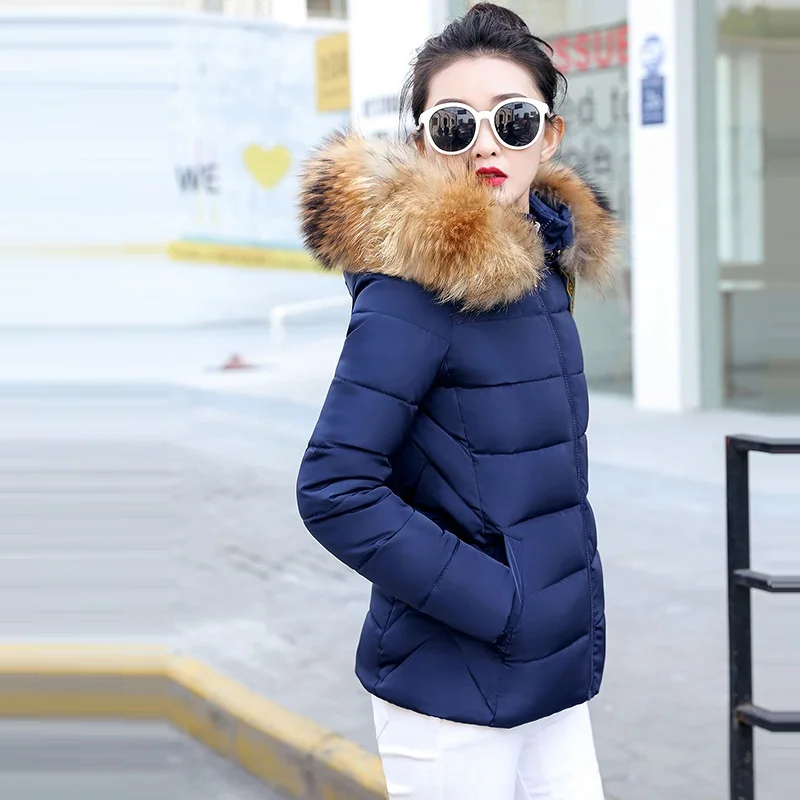 Женская куртка и пальто, осенняя с меховым воротником, с капюшоном, хлопковая стеганая зимняя куртка, женская короткая верхняя одежда, Студенческая теплая Базовая куртка