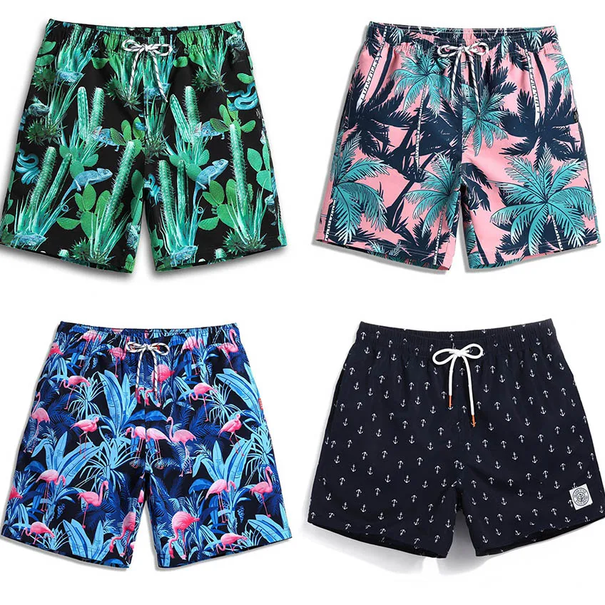 

Men printed Beach Shorts Swimwear Shorts Surf Wear Board Shorts Summer Swimsuit Bermuda Beachwear Cactus Flamingo Trunks Short