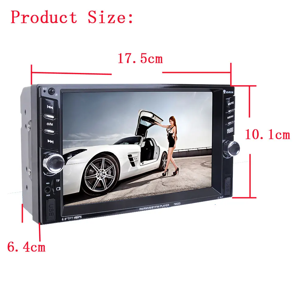 Дешево Podofo Авторадио 2 Din автомагнитола 6,6 дюймовый ЖК сенсорный экран Аудио Стерео Bluetooth Hands free камера заднего вида с рамкой