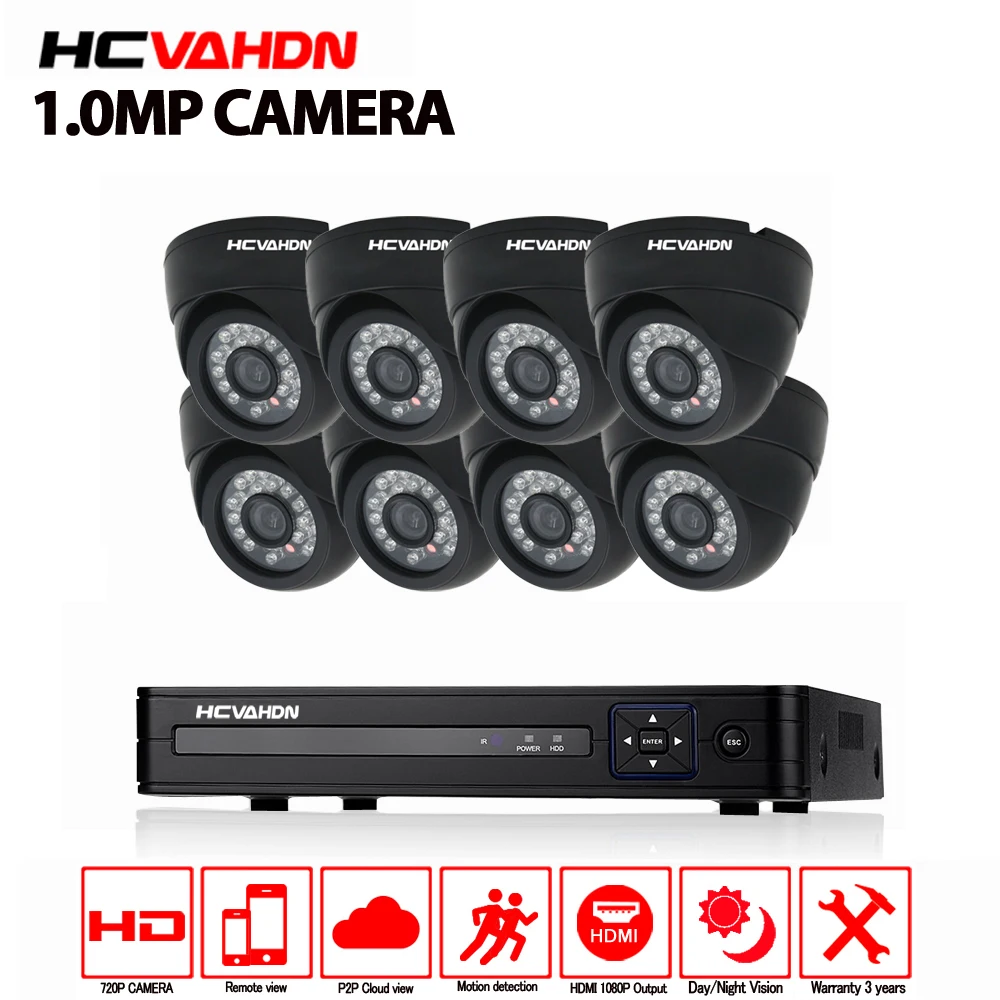 

8CH 1080P HDMI DVR 1200TVL 720P HD Indoor Surveillance Security Camera System 8 Channel CCTV DVR Kit 1.0MP CCTV AHD Camera Set