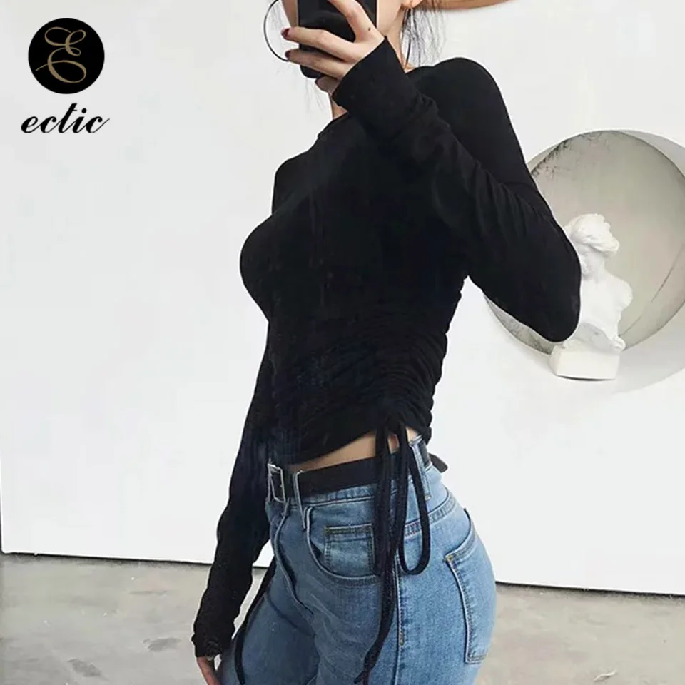 Тонкая ткань See Through Top Для женщин пикантные рубашка Vetement Femme 2019 шнурок Топ с одежда