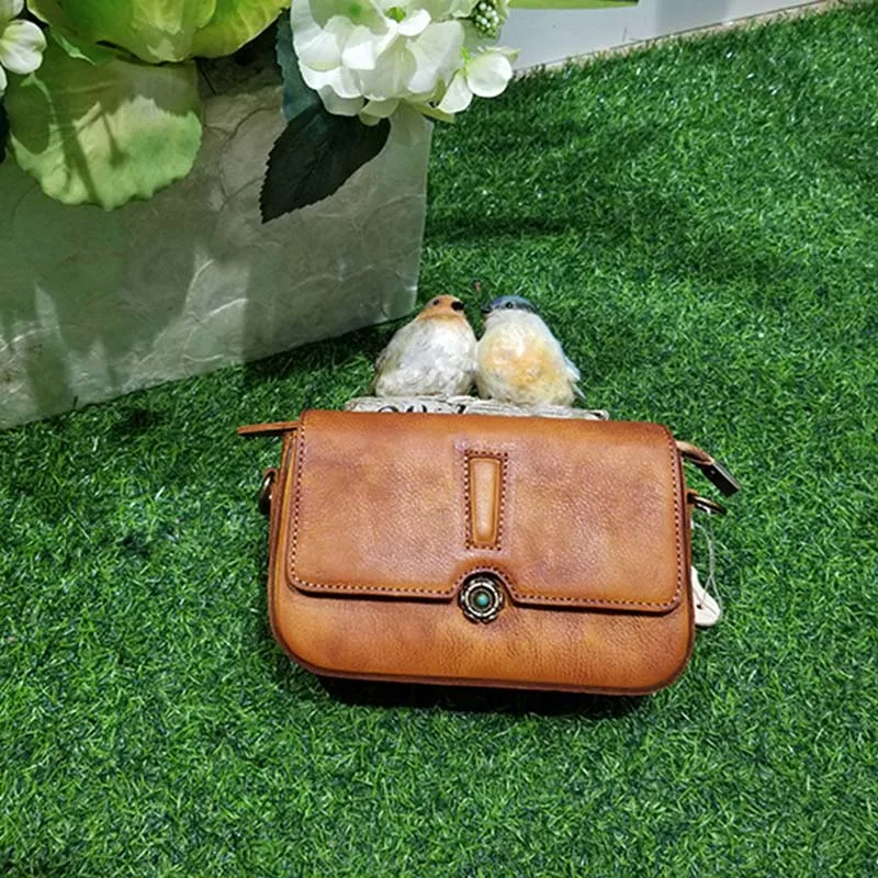 

AETOO The first layer of vegetable tanned leather retro art leather handbag shoulder slung small square bag