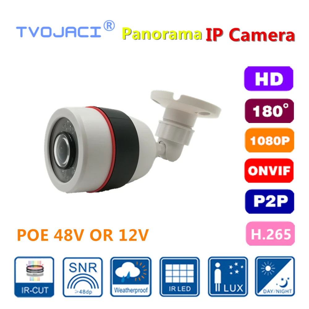 Панорамная камера видеонаблюдения 2 МП 1080P IP POE 48 В CCTV инфракрасная