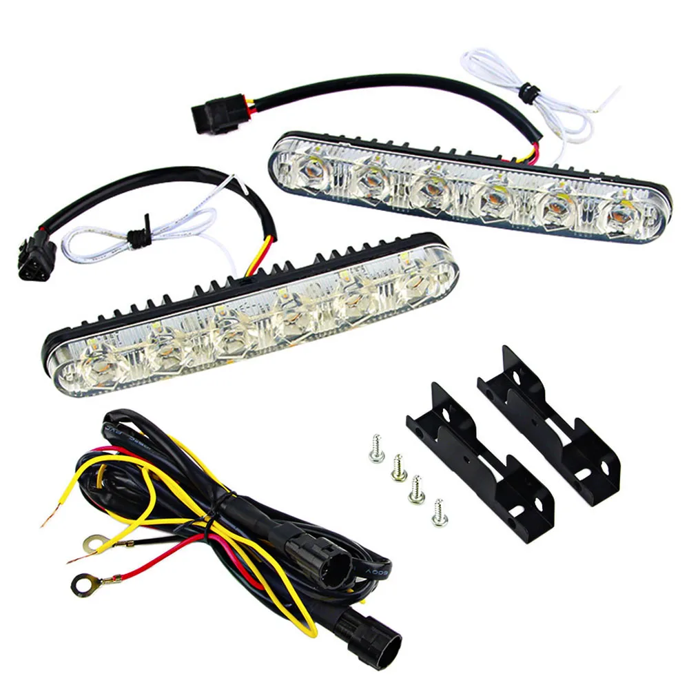 2PCS LED Daytime Running Light Waterproof 12v 6 SMD Universal Turn