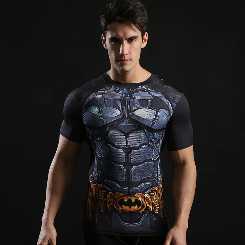 Batman T shirts Superhero Fitness 3D Printed T Shirts Men Short Sleeve