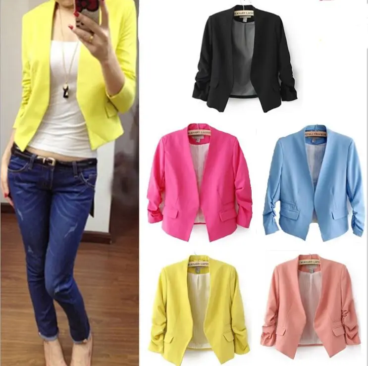 2015 nueva llegada del otoño del resorte marca moda Blazer mujeres para  mujer del Color del caramelo delgado sólido Puff manga Blazers chaquetas  básicas 1|jacket mink|jacket coatjacket hoody - AliExpress