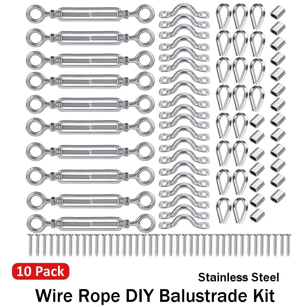 10 упак. 316 стяжка из нержавеющей стали балюстрадный фитинг крепежный комплект DIY проволока веревка глаз/глаз Thimbles гайка для лодки морской