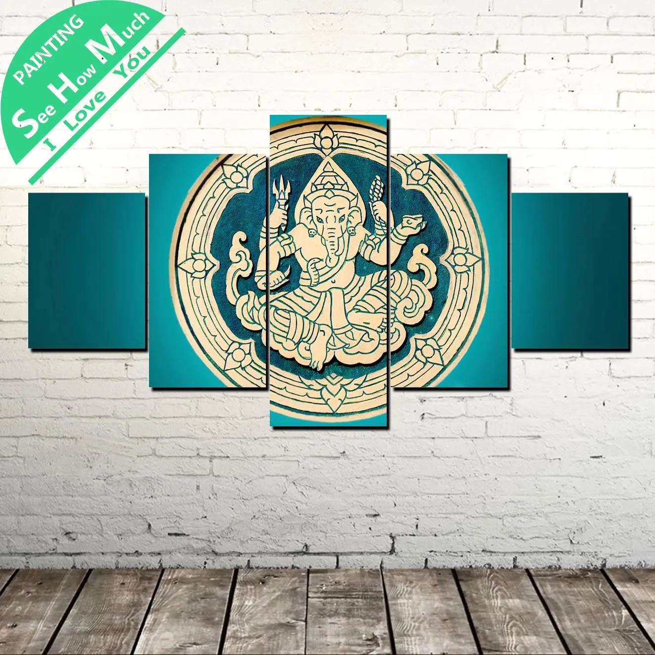 Лучший! 5 Шт. Синий Ганеша Лорд Холст Картины Wall Art Pictures Печать на Холсте Home Decor Плакат Украшения Лучший!