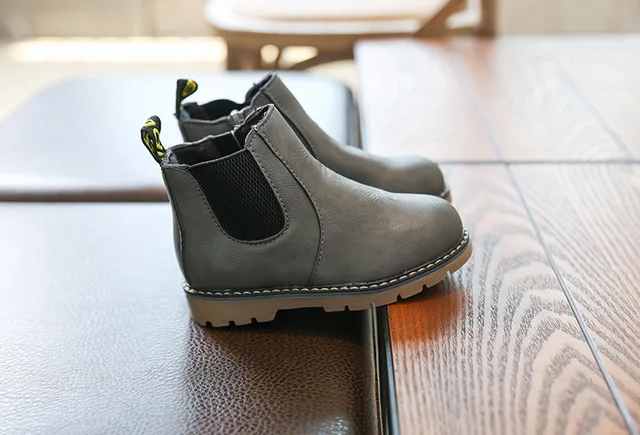 2019 New Autumn Children Shoes PU Leather Waterproof Leather Boots Warm Kids Snow Boots Girls Boys Rubber Boots Fashion Sneakers 33 32