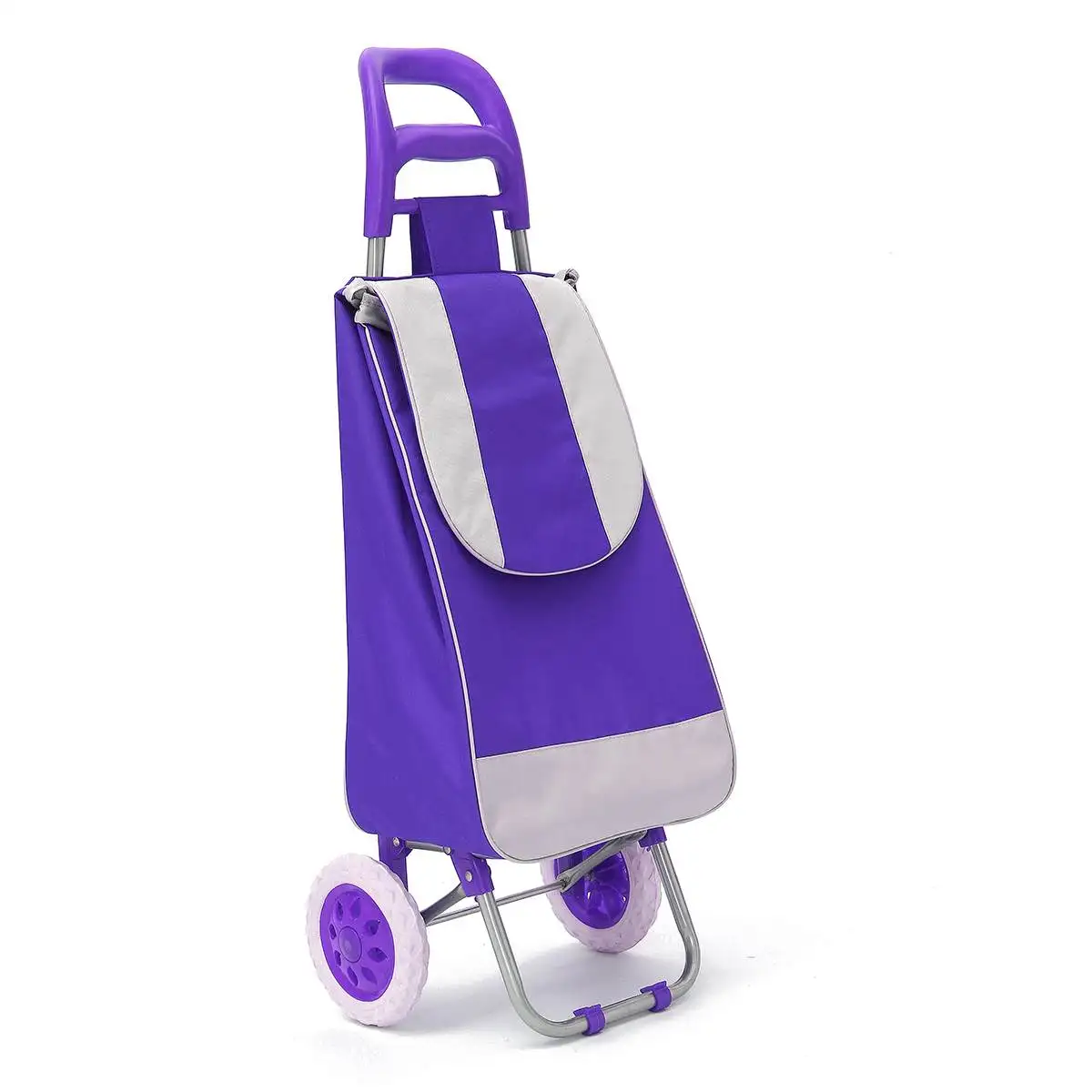 45L Складная хозяйственная сумка-тележка на колесиках, сумка для тележки на колесиках, корзина для багажа, колеса, ткань Оксфорд, Floding - Цвет: Фиолетовый
