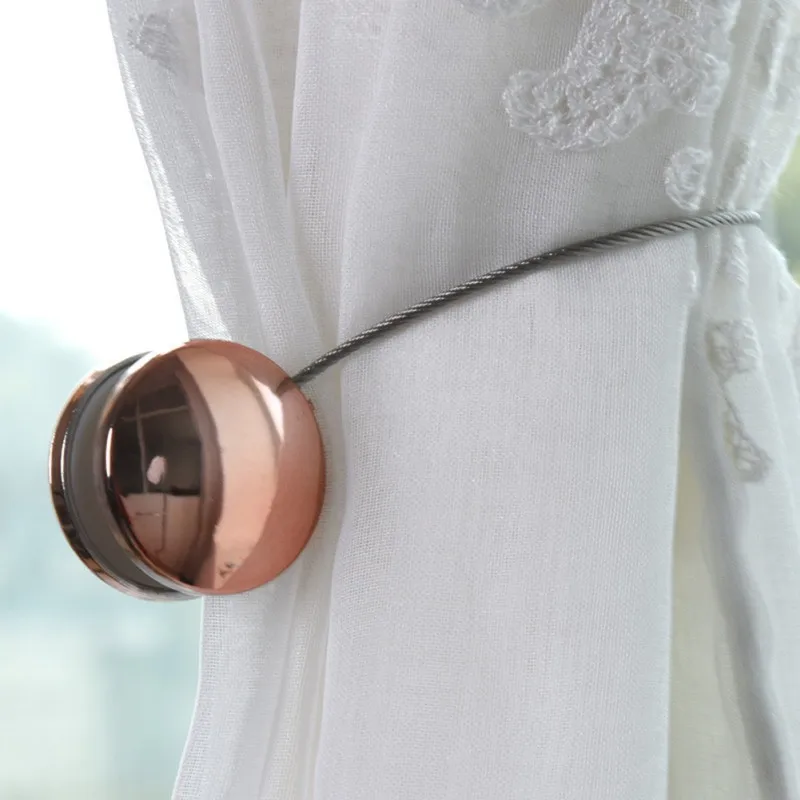 

Simple Magnet Two Round Free Installation Curtain Buckle Living Room Tiebacks Magnetic Buckle Holder Window Curtains Decoration