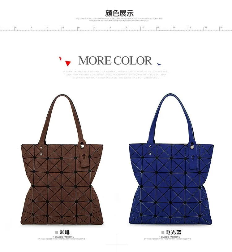 Deformable Women Handbag Geometry Quilted Plaid Mosaic Sequins Mirror Shoulder Tote Bag BaoBao Lattice Laser Foldable PU Bag (16)