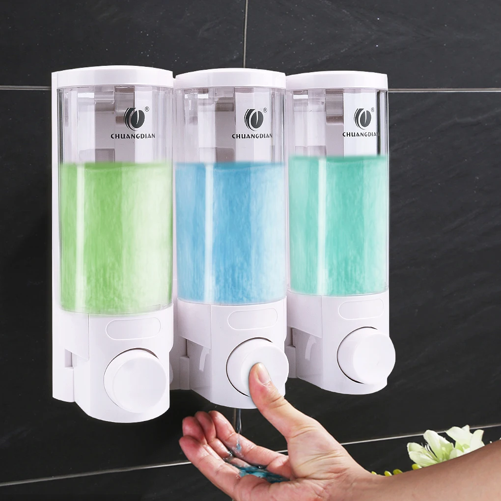 

3pcs 300ml Bathroom Wall Mount Pump Lotion Liquid Soap Container Dispenser Shampoo Box
