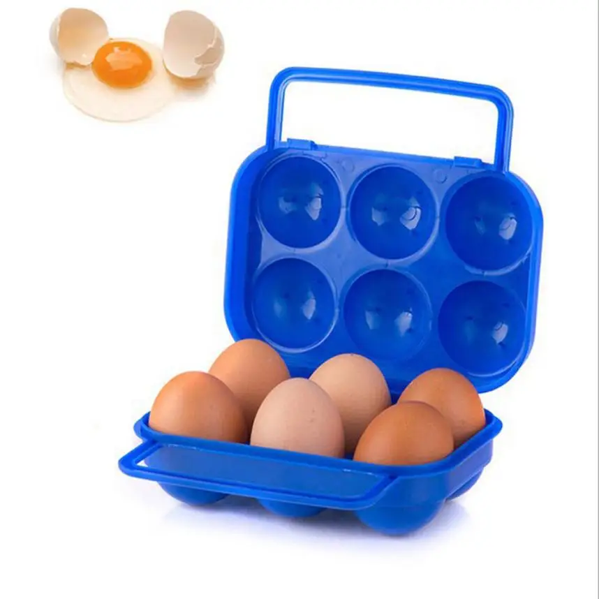 

Hot sale Portable 6 grid Eggs Plastic Container Holder Folding Egg Storage Box Handle Case Lightweight easy to carry Eggs Box
