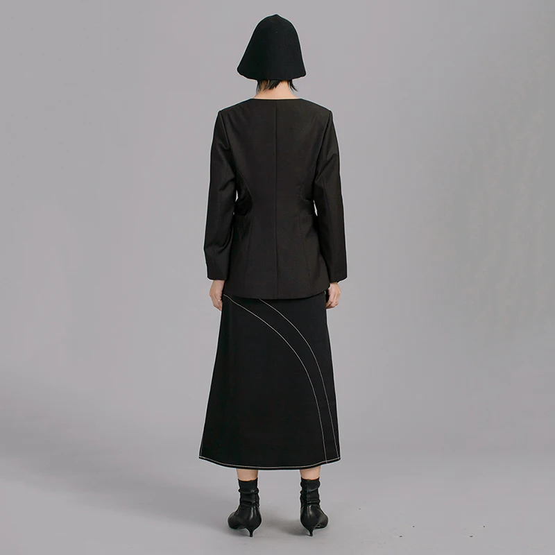 eam Jk030 Longues 2019 Irrégulière Revers Manches Manteau De Nouveau Veste Noir Black Point Hem Mode Plier Printemps Lâche Marée Femmes UxUr8Xq