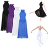 Vestido de bailarina para niños, sin mangas, de malla con cuello tipo T para niñas, vestido de ballet con malla, Maxi falda, trajes de baile lírico ► Foto 2/6