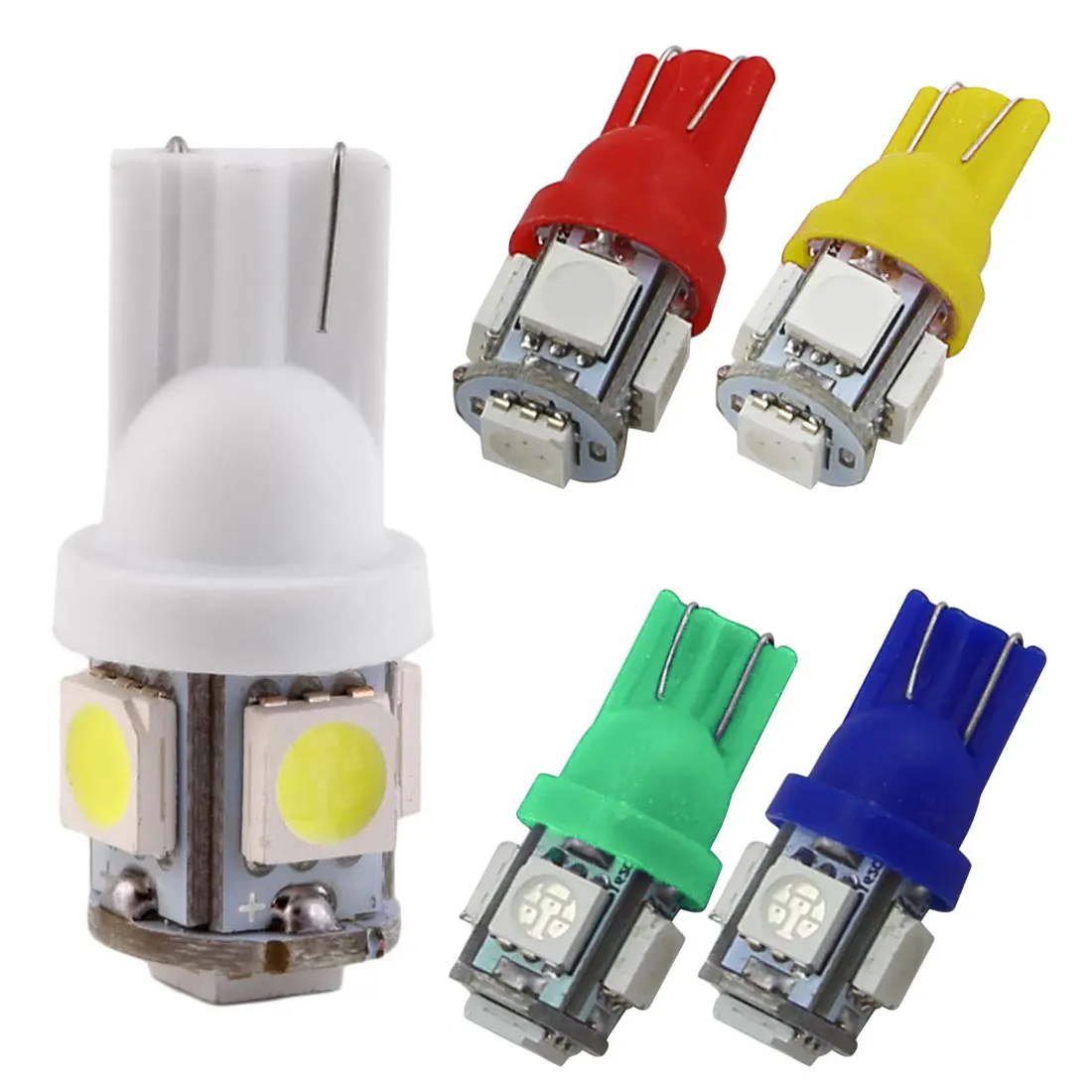 10pcs Auto T10 5 LED 1W 5050 W5W Wedge Door Parking Bulb Light Car 5W5