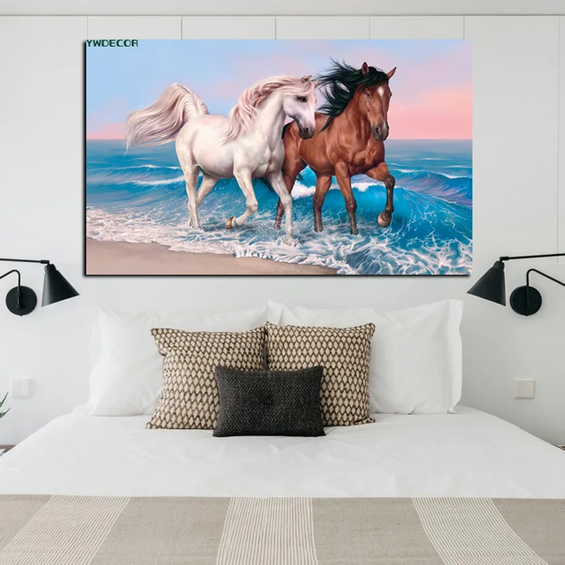 Рисунок в стиле поп-арт лошади бегущие животные абстрактная картина маслом на холсте Современная Настенная картина для гостиной диван Cudros украшение