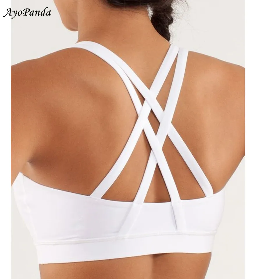 white strappy sports bra