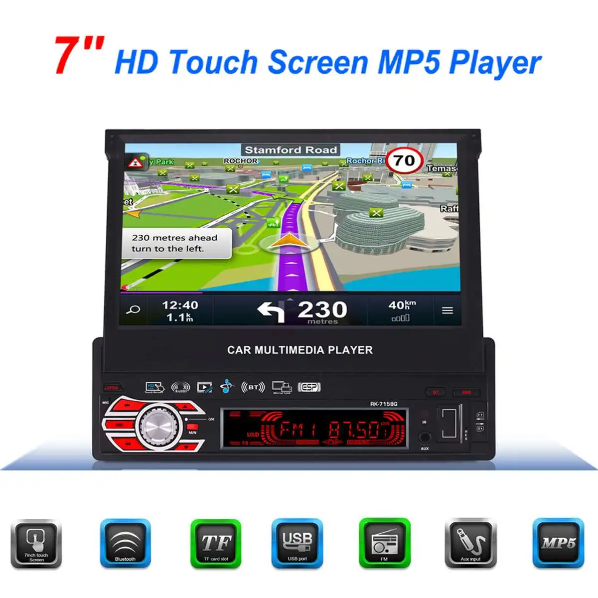 

Good Quality 7'' LCD Car Head Unit Stereo MP3/MP5 Player AUX FM Radio Audio bluetooth USB