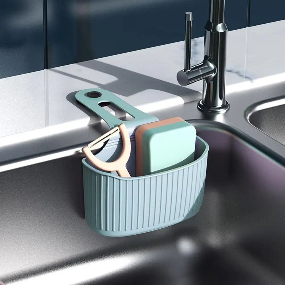 

PVC Sink Sponge Brush Storage Container Rack Drainer Wall Mounted Hanging Soap Holder Shelf Kitchen Bath Organizer Drain Basket