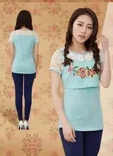 Soins infirmiers tops allaitement coton broderie porter blouses de maternité clothing enceintes femmes infirmière t chemises vêtements de grossesse a4