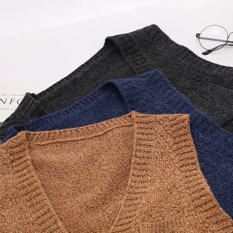 Женский свитер без рукавов с v-образным вырезом, вязаный жилет, свитер с коротким разрезом, однотонный демисезонный Повседневный Универсальный жилет высокого качества