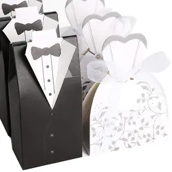 100 шт. креативный смокинг свадебное платье конфеты подарок шоколадная коробка с лентой Свадебные вечерние аксессуары красочные