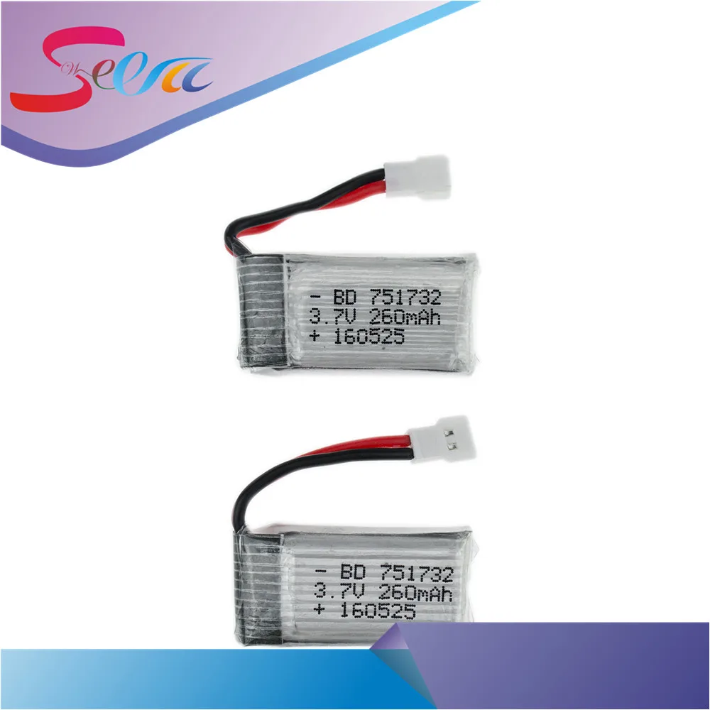 2pcs 3.7V 260mAh Li po Batteries battery for JJRC H8 Mini Eachine H8 RC