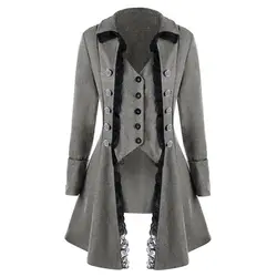 LITTHING 2019 для женщин средневековый традиционный дамы пальто британский французский Нерегулярные Тренч Костюм кнопка верхняя одежда