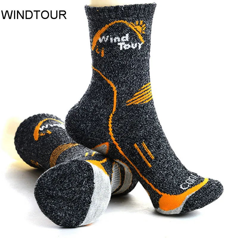 

Hiking socks full fur sports mens socks coolmax quick dry towel climbing walking antibiosis thermal cycling socks