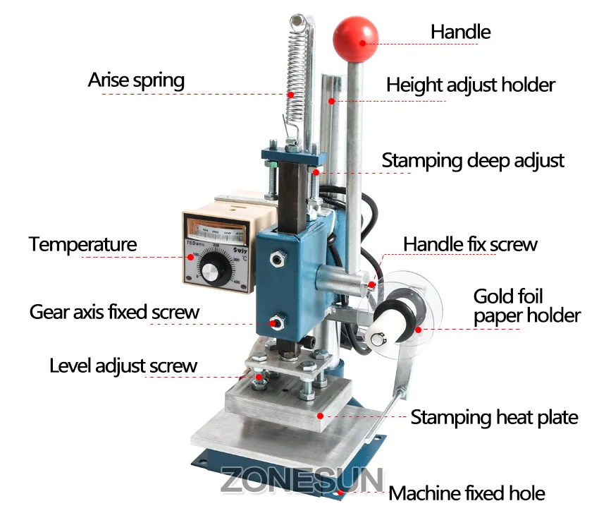 ZONESUN 5x7 8x10 10x13 220V Maunal машина для штамповки горячей фольги бумаги дерева кожи логотипа машина для тиснения тепла пресс машина