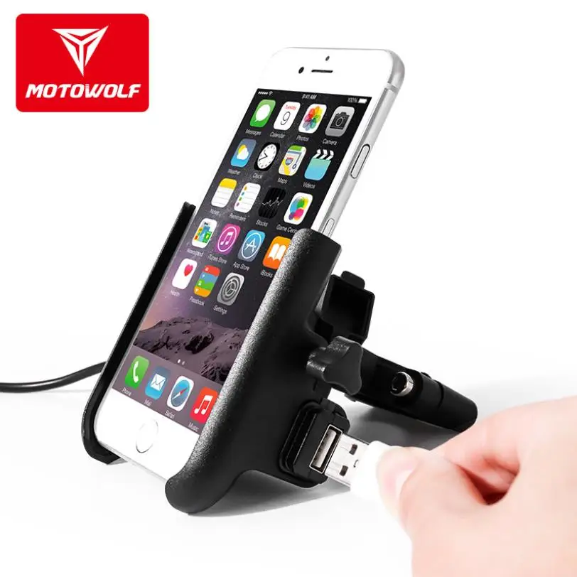 

Aluminum Alloy 12-24/80V Charger Bracket Adjustable Bike Handlebar Holder Motorcycle Rear View Mirror Phone Stand Mount for Moto