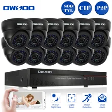 OWSOO 16CH Full CIF 800TVL система безопасности камеры сетевой видеорегистратор DVR 12 шт. инфракрасный Купол ИК набор камер наблюдения евро сток