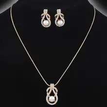 Элегантный Шарм Свадебный Кристалл, стразы ожерелье серьги комплект ювелирных изделий