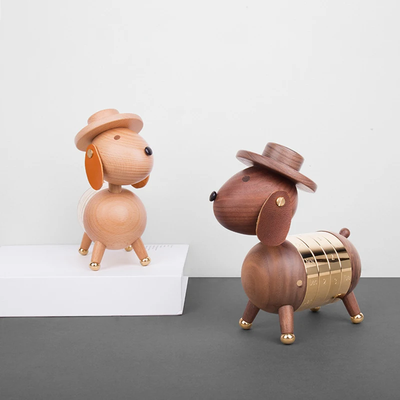 Деревянный щенок календарь европейская мебель креативные подарки деревянные игрушки для собак скандинавские ремесла деревянное домашнее украшение