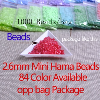 

EVA 2.6mm Mini Hama Beads Mateial Color Bag 1000Beads/Bag Fuse/Perler Mini Handmade Material Beads DIY Lover Pixel Figure
