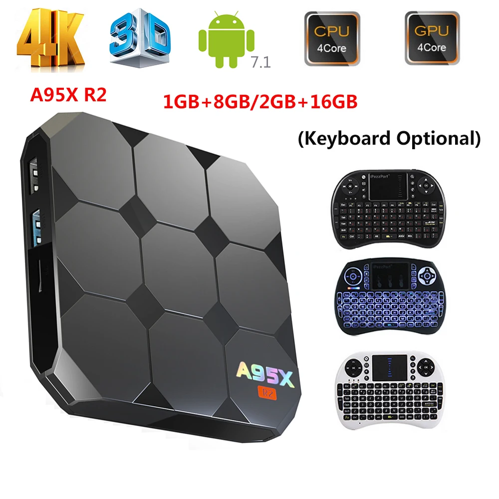 

A95X R2 Android 7.1 Smart TV Box Wireless WIFI TV Box 4K Ultra HD Amlogic S905W Wifi 1G 8G 2G 16G 3D Set Top Box Andorid PK A95X