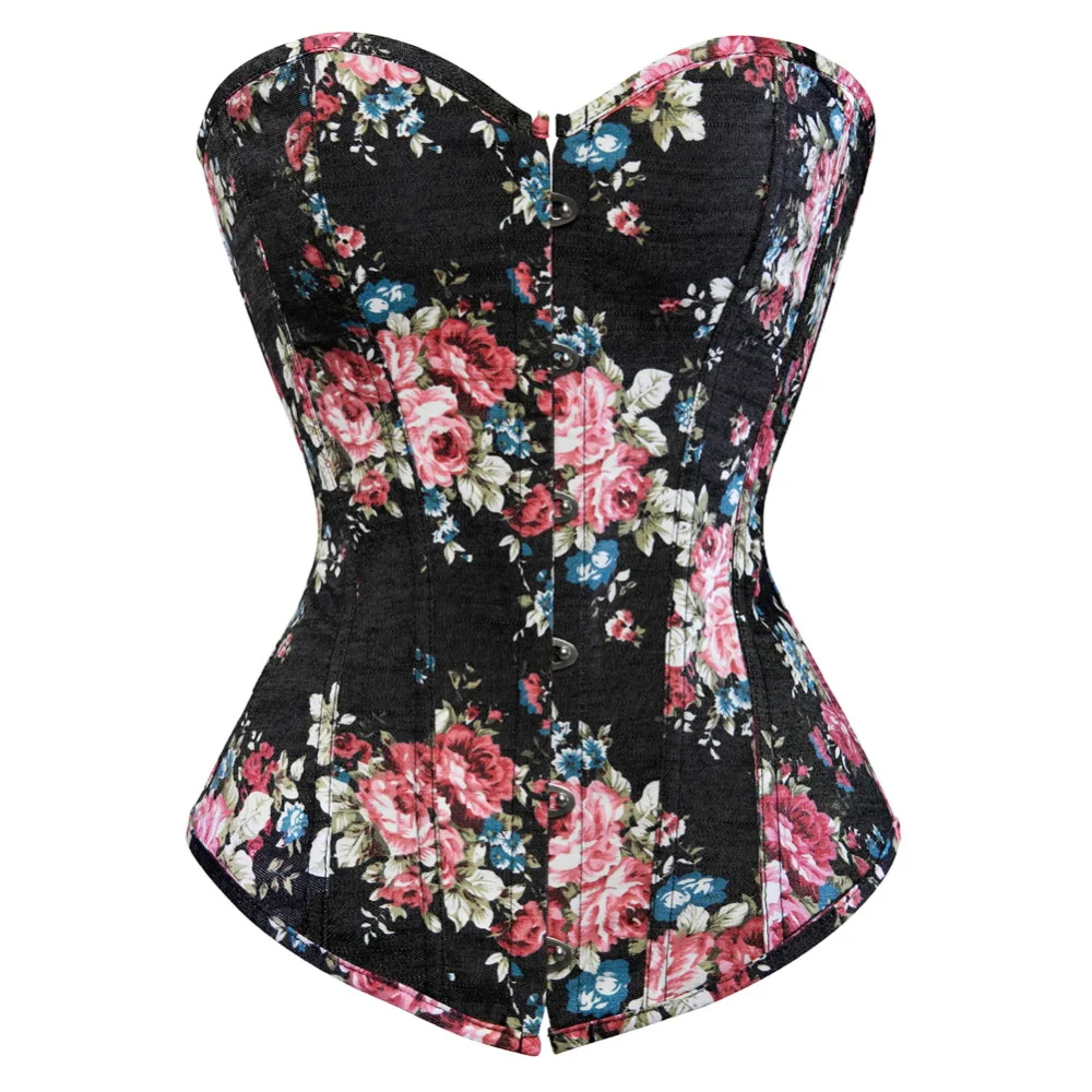 Skup Sexy kwiatowy gorset Lace Up bez kości pas wyszczuplający w talii odchudzanie gorset Clubwear Plus rozmiar S 2XL