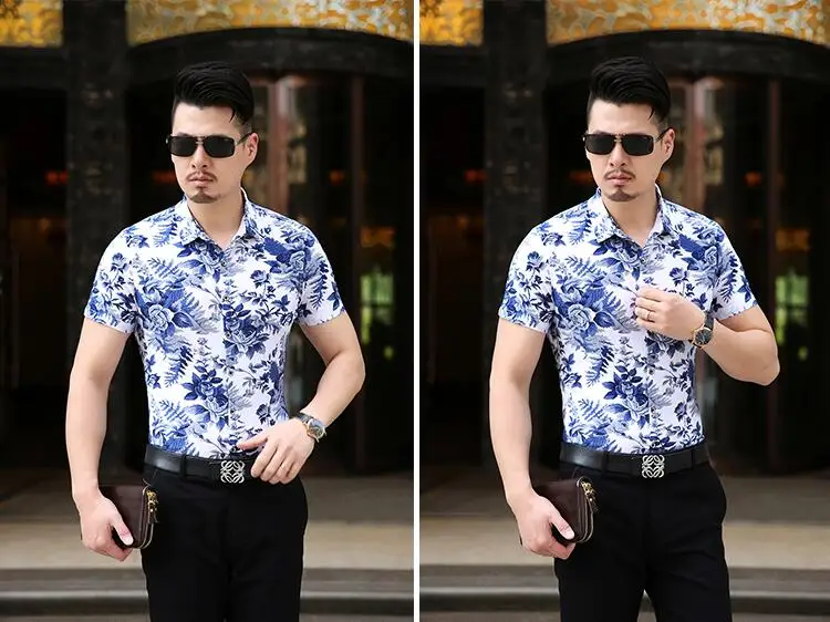 Мерсеризованный хлопок мужская футболка с коротким рукавом Мода 2017 г. Бизнес Повседневное стрейч Лидер продаж Размеры размеры S и M L-7XL