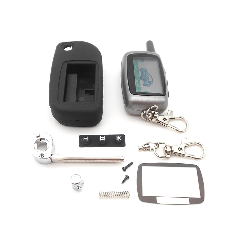 

A9 uncut blade fob case cover A9 folding car flip + A9 remote LCD Remote Controller Keychain for 2-way Starline A9