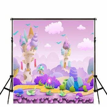 

Pink Candy Castle Photography Backdrop Newborn Princess Birthday Party Banner Studio Background Cloth Baby Shower Photograhic